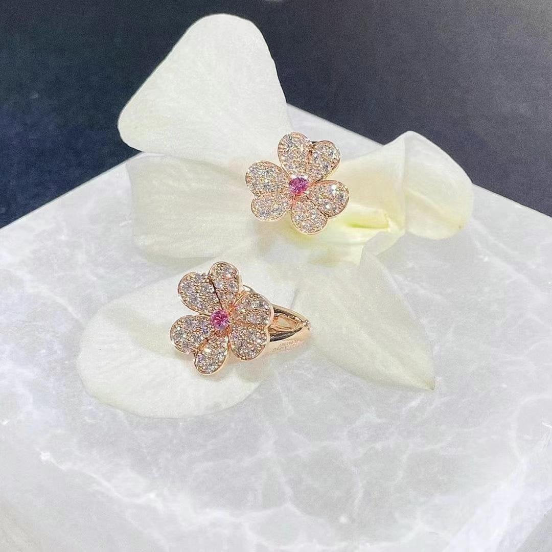 [ElanLuxe Jewelry]FRIVOLE PINK GOLD FLOWER DIAMOND EARRINGS