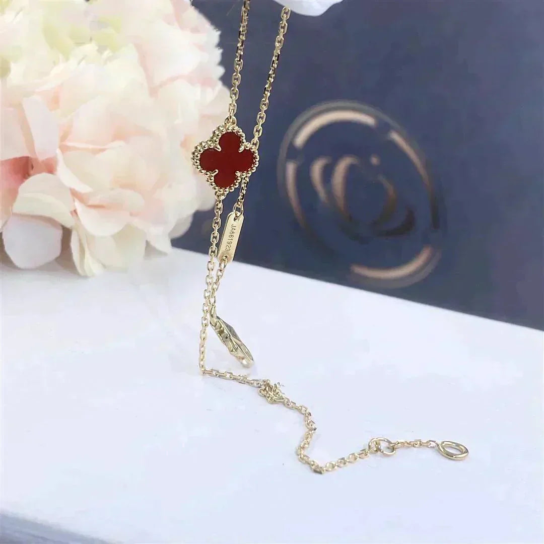 [ElanLuxe Jewelry]CLOVER  CARNELIAN SINGLE FLOWER BRACELET