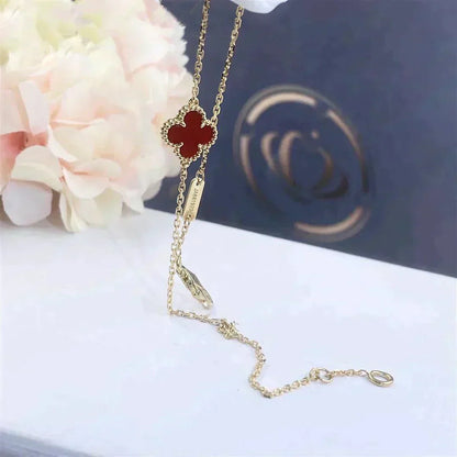 [ElanLuxe Jewelry]CLOVER  CARNELIAN SINGLE FLOWER BRACELET