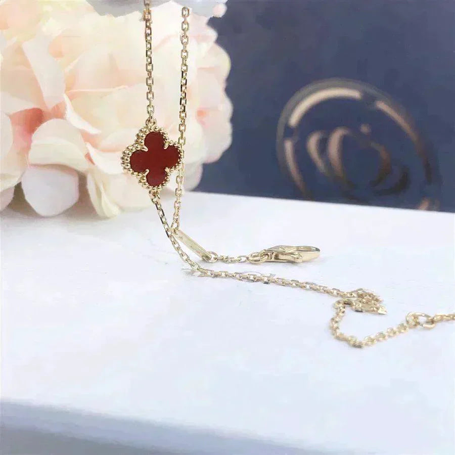 [ElanLuxe Jewelry]CLOVER  CARNELIAN SINGLE FLOWER BRACELET