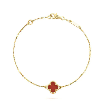 [ElanLuxe Jewelry]CLOVER  CARNELIAN SINGLE FLOWER BRACELET