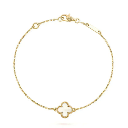 [ElanLuxe Jewelry] Clover White Mother-of-Pearl & JUSTE Bracelet Stack Set