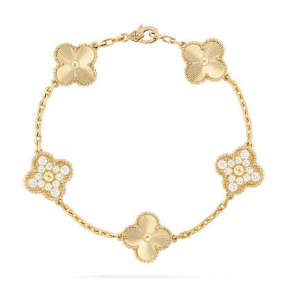 [ElanLuxe Jewelry]CLOVER BRACELET 5 MOTIFS GOLD DIAMOND