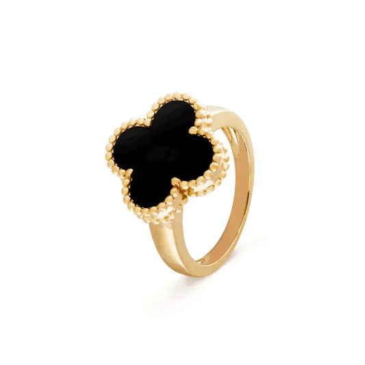 [ElanLuxe Jewelry]CLOVER ONYX RING