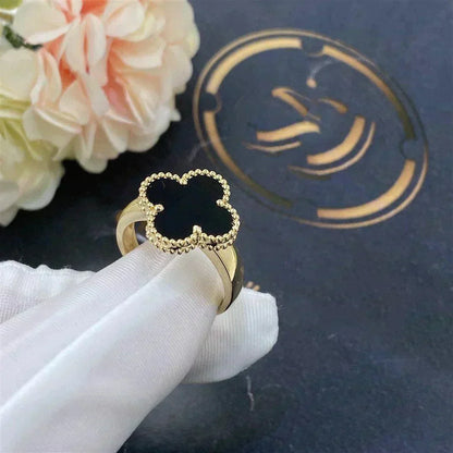 [ElanLuxe Jewelry]CLOVER ONYX RING