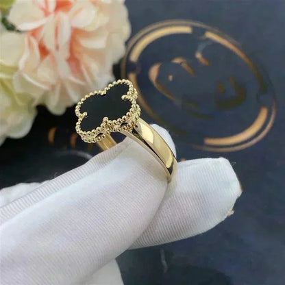 [ElanLuxe Jewelry]CLOVER ONYX RING