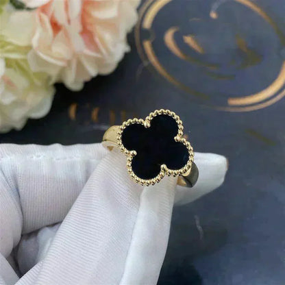 [ElanLuxe Jewelry]CLOVER ONYX RING
