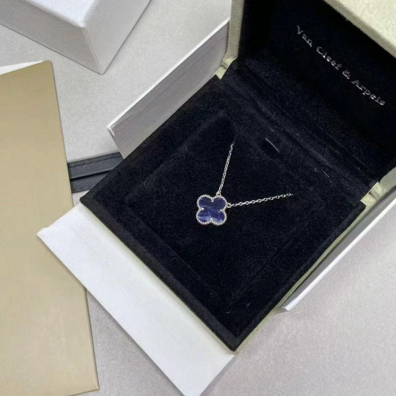 [ElanLuxe Jewelry]CLOVER 15MM PIETERSITE NECKLACE SILVER