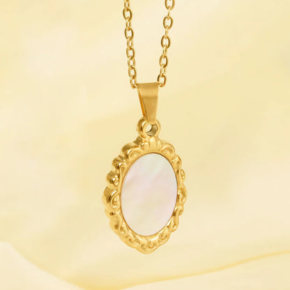 [ElanLuxe]Roselle Vintage Mother Of Pearl Pendant