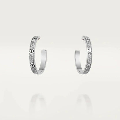 [ElanLuxe Jewelry]LOVE EARRINGS 3.6MM DIAMOND PAVED