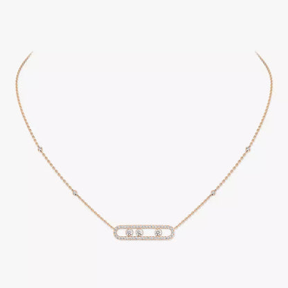 [ElanLuxe Jewelry] Move Pave_ Rose Gold Diamond Necklace