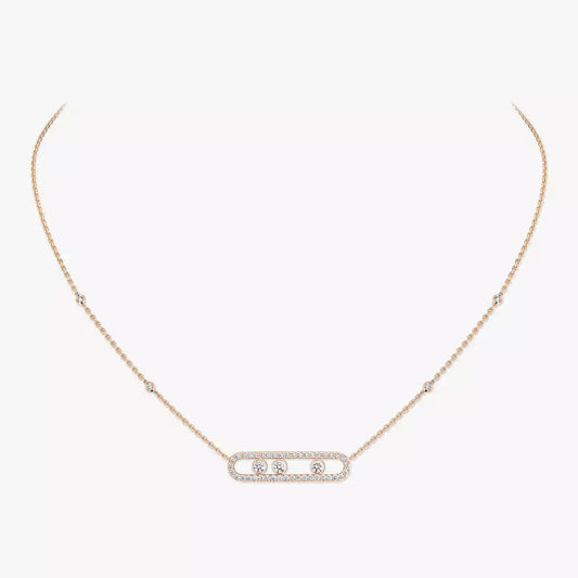 [ElanLuxe Jewelry] Move Pave_ Rose Gold Diamond Necklace