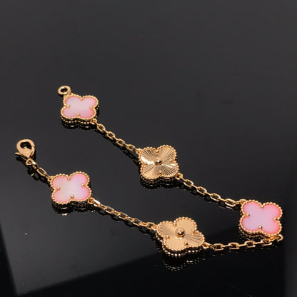 [ElanLuxe Jewelry]CLOVER BRACELET 5 MOTIF PINK AND PINK GOLD