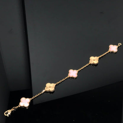 [ElanLuxe Jewelry]CLOVER BRACELET 5 MOTIF PINK AND PINK GOLD