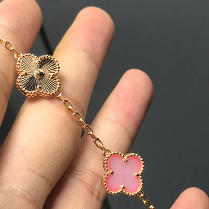 [ElanLuxe Jewelry]CLOVER BRACELET 5 MOTIF PINK AND PINK GOLD