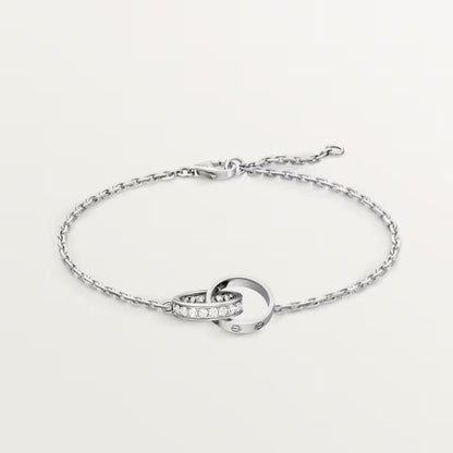 [ElanLuxe Jewelry]LOVE DOUBLE RING HALF DIAMOND BRACELET