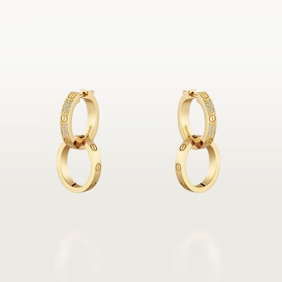 [ElanLuxe Jewelry]LOVE 3.3MM DANGLE HALF DIAMOND EARRINGS