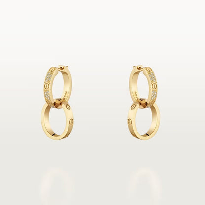 [ElanLuxe Jewelry]LOVE 3.3MM DANGLE HALF DIAMOND EARRINGS