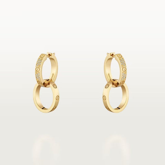 [ElanLuxe Jewelry]LOVE 3.3MM DANGLE HALF DIAMOND EARRINGS