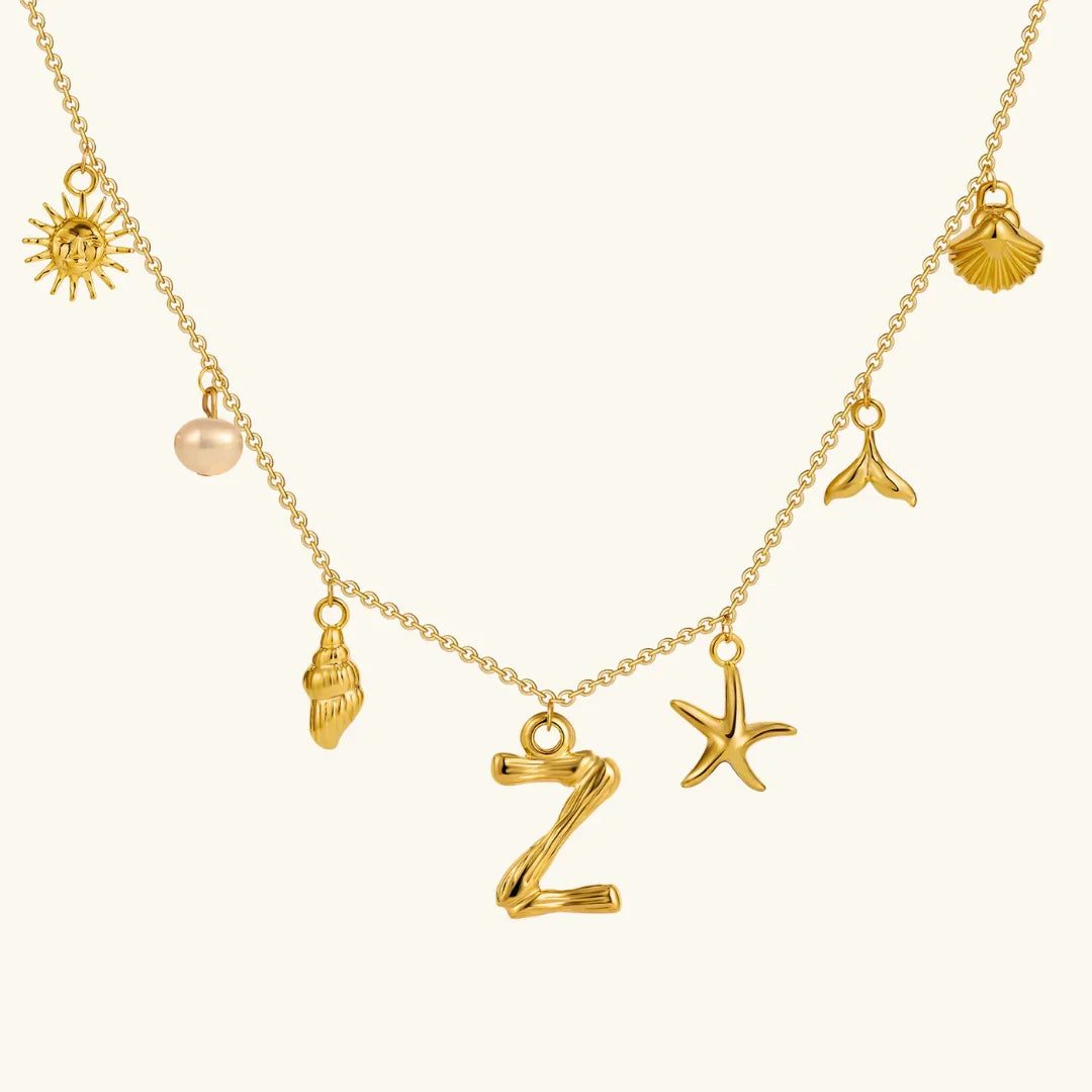 [ElanLuxe]Avaria Ocean Initial Necklace