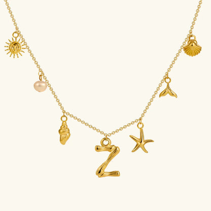 [ElanLuxe]Avaria Ocean Initial Necklace